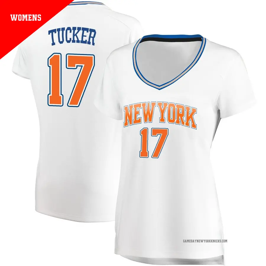 ＃17 Women's P.J. Tucker New York Knicks White Fast Break Jersey Statement Edition