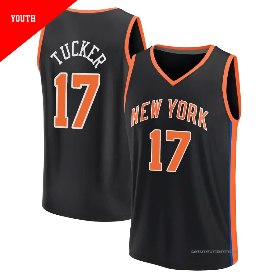 ＃17 Youth P.J. Tucker New York Knicks 2022/23 Fast Break Black City Edition Jersey