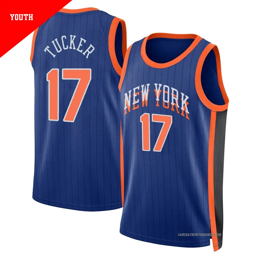 ＃17 Youth P.J. Tucker New York Knicks 2023/24 Swingman Blue City Edition Jersey