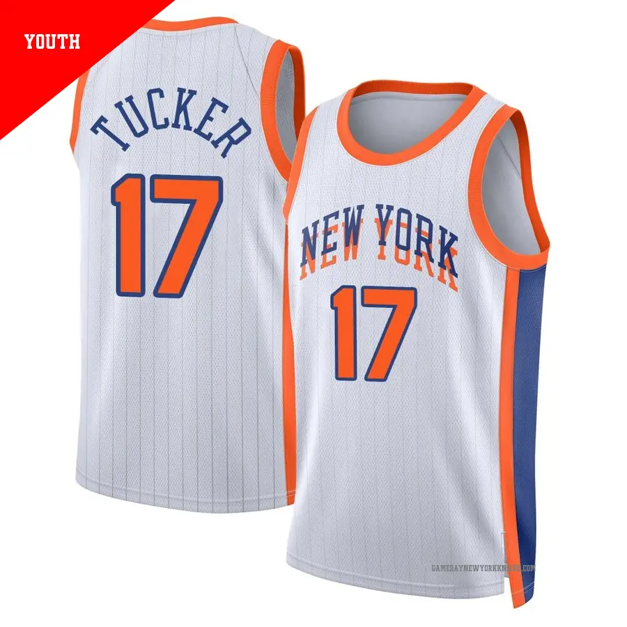 ＃17 Youth P.J. Tucker New York Knicks 2024/25 Swingman White City Edition Jersey