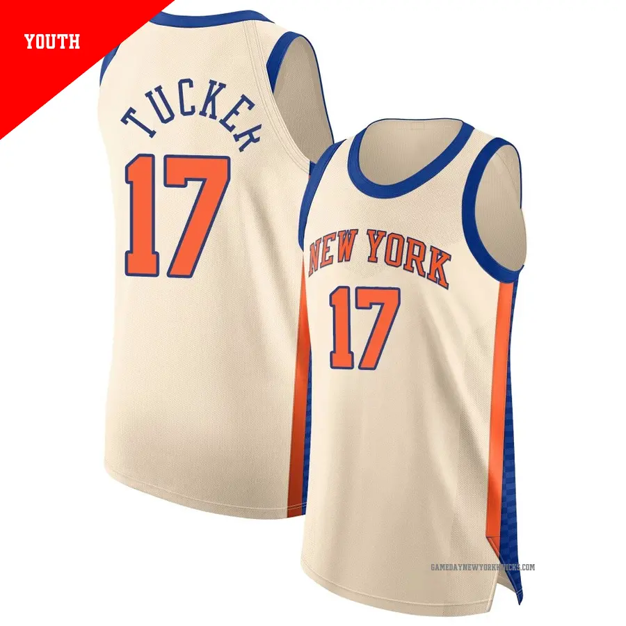 ＃17 Youth P.J. Tucker New York Knicks 2025/26 Authentic Cream City Edition Jersey