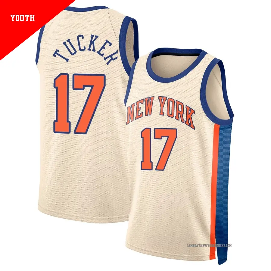 ＃17 Youth P.J. Tucker New York Knicks 2025/26 Swingman Cream City Edition Jersey