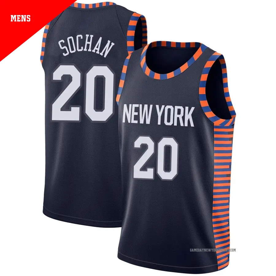 ＃20 Men's Jeremy Sochan New York Knicks 2018/19 Swingman Navy JerseyCity Edition