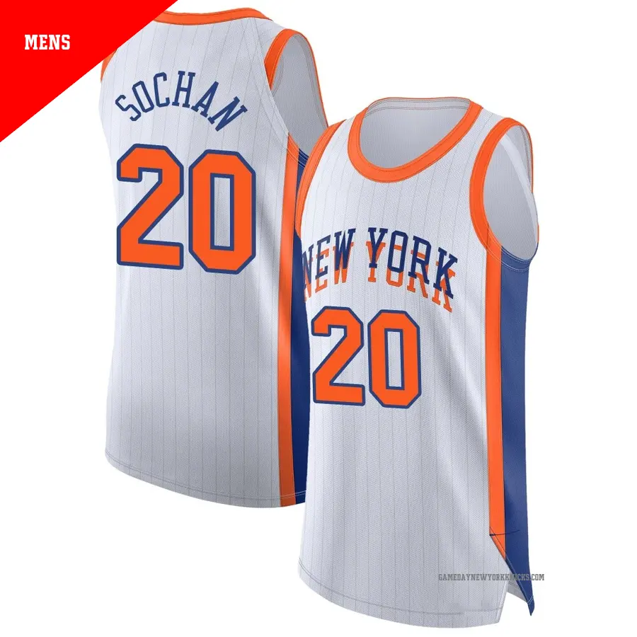 ＃20 Men's Jeremy Sochan New York Knicks 2024/25 Authentic White City Edition Jersey