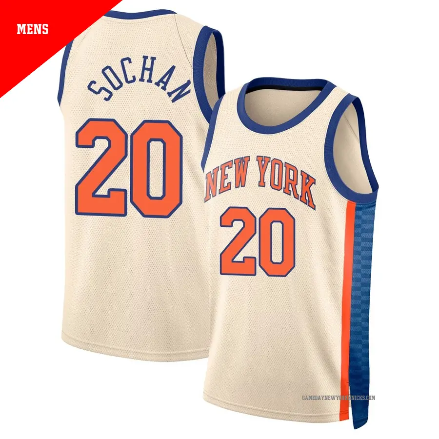 ＃20 Men's Jeremy Sochan New York Knicks 2025/26 Swingman Cream City Edition Jersey