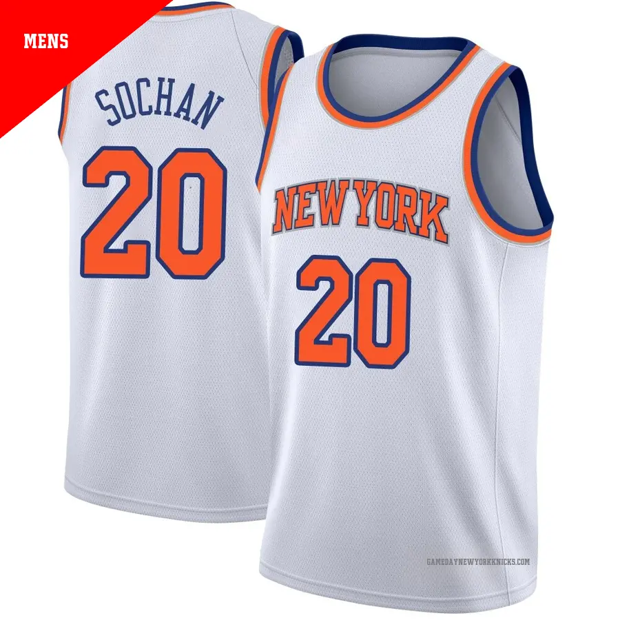 ＃20 Men's Jeremy Sochan New York Knicks White Swingman JerseyAssociation Edition