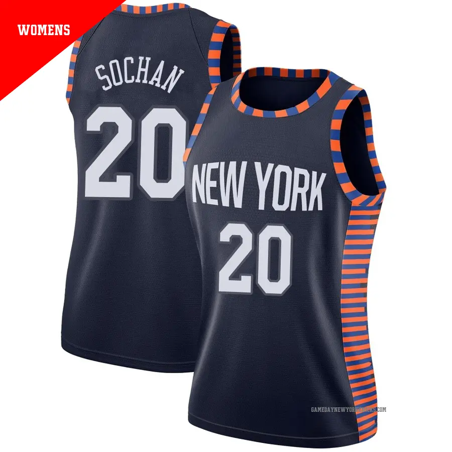 ＃20 Women's Jeremy Sochan New York Knicks 2018/19 Swingman Navy JerseyCity Edition
