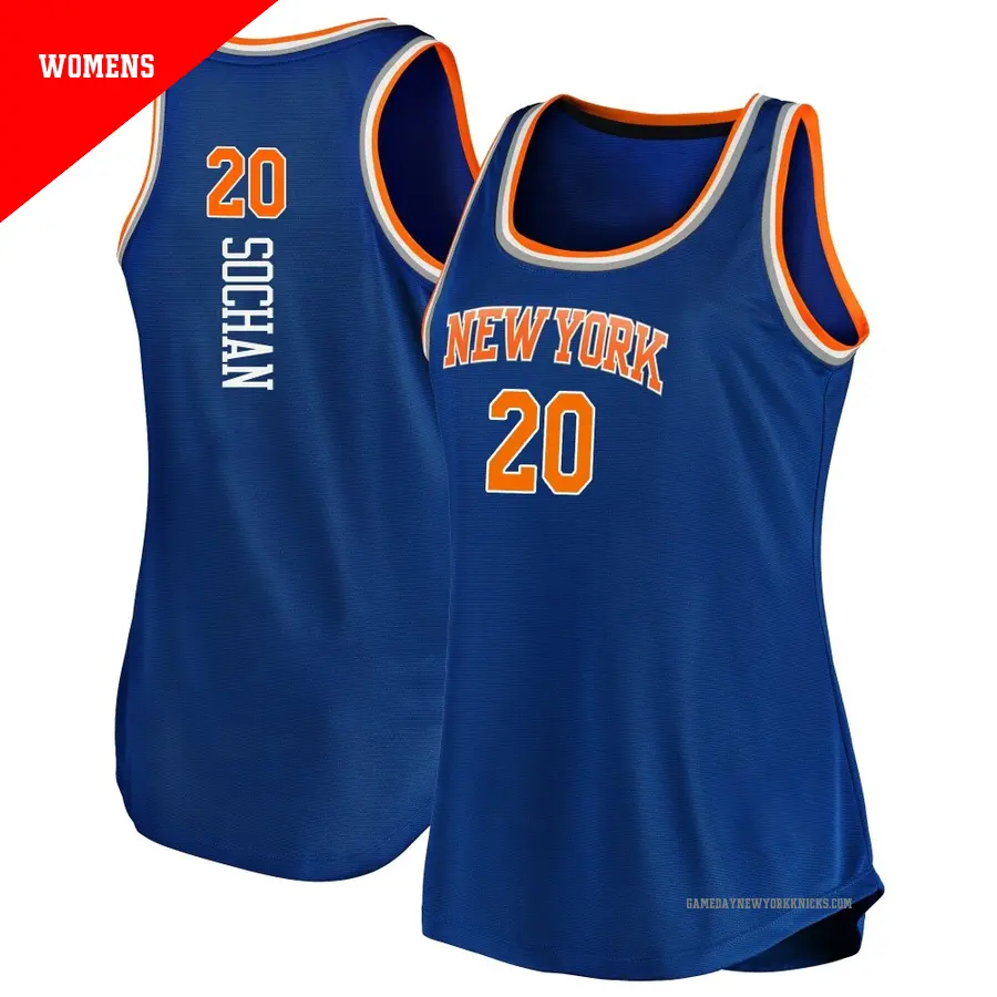 ＃20 Women's Jeremy Sochan New York Knicks 2019/20 Fast Break Blue Tank Jersey Icon Edition