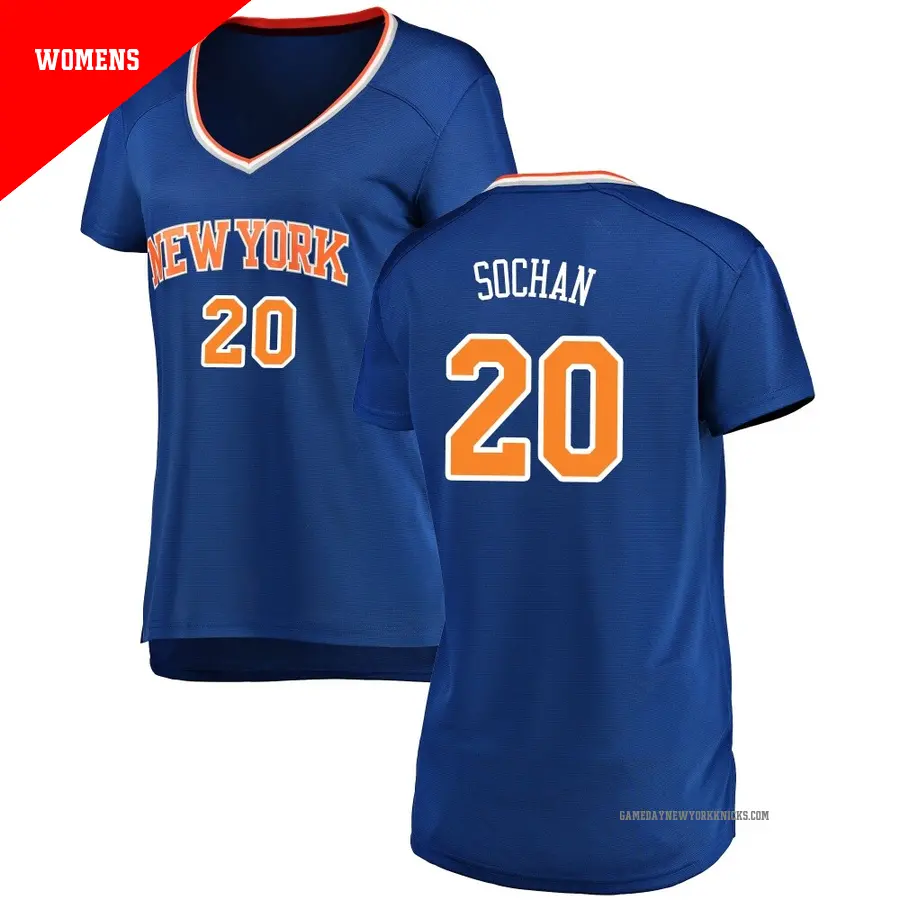 ＃20 Women's Jeremy Sochan New York Knicks Blue Fast Break Jersey Icon Edition