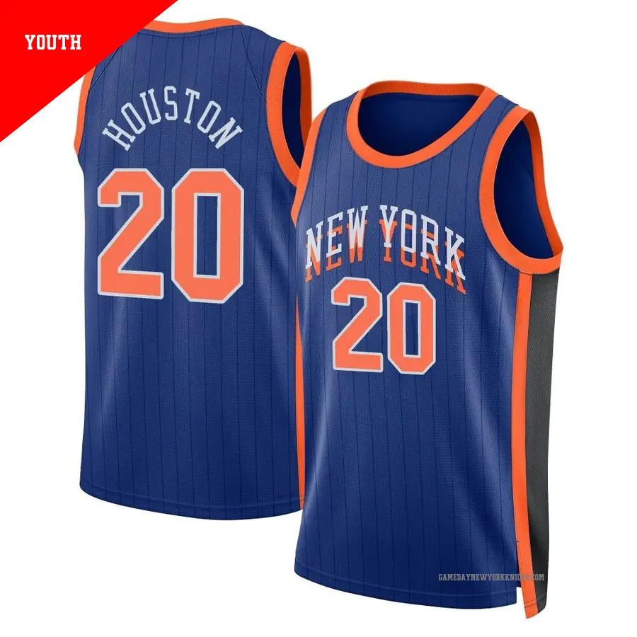 ＃20 Youth Allan Houston New York Knicks 2023/24 Swingman Blue City Edition Jersey