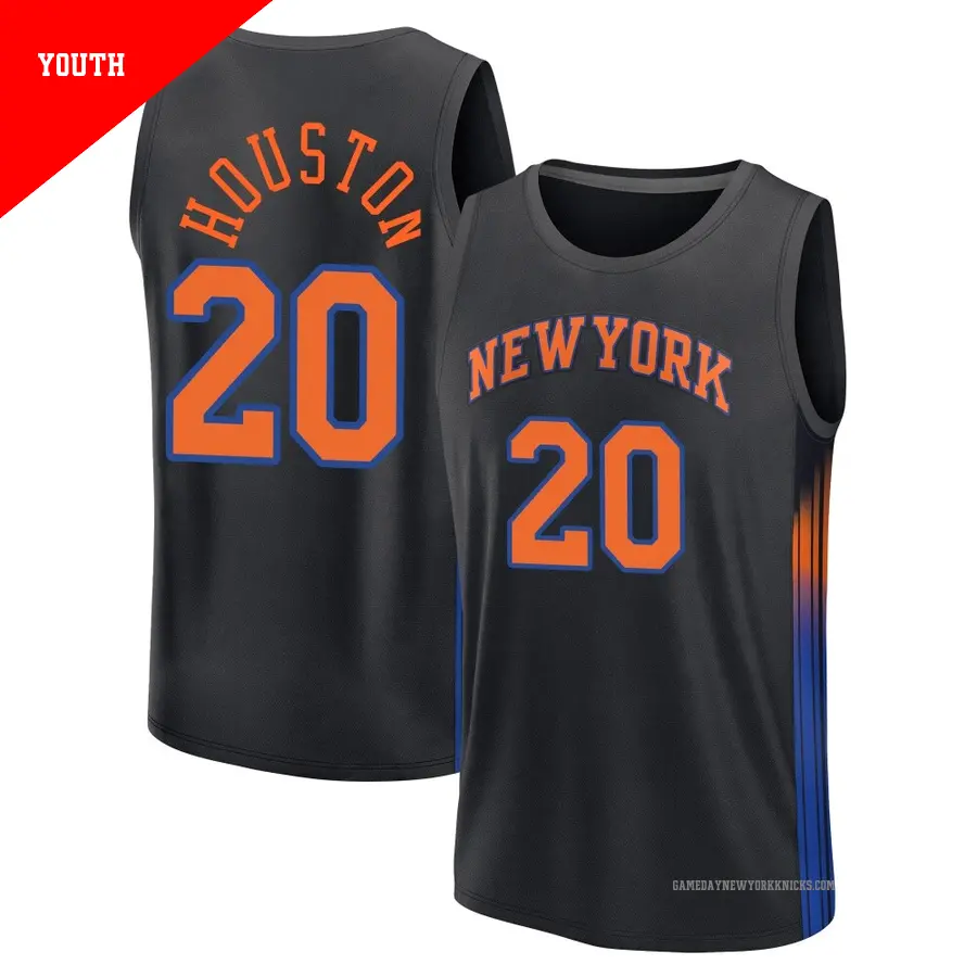 ＃20 Youth Allan Houston New York Knicks 2024/25 Fast Break Black Statement Edition Jersey