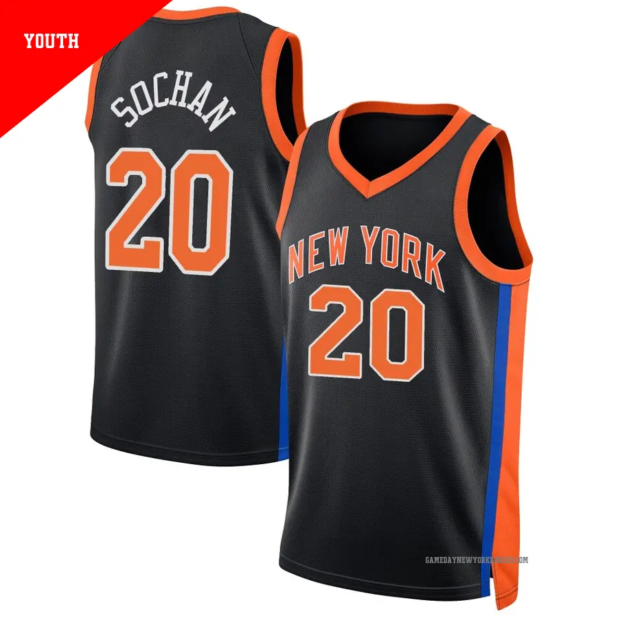 ＃20 Youth Jeremy Sochan New York Knicks 2022/23 Swingman Black City Edition Jersey