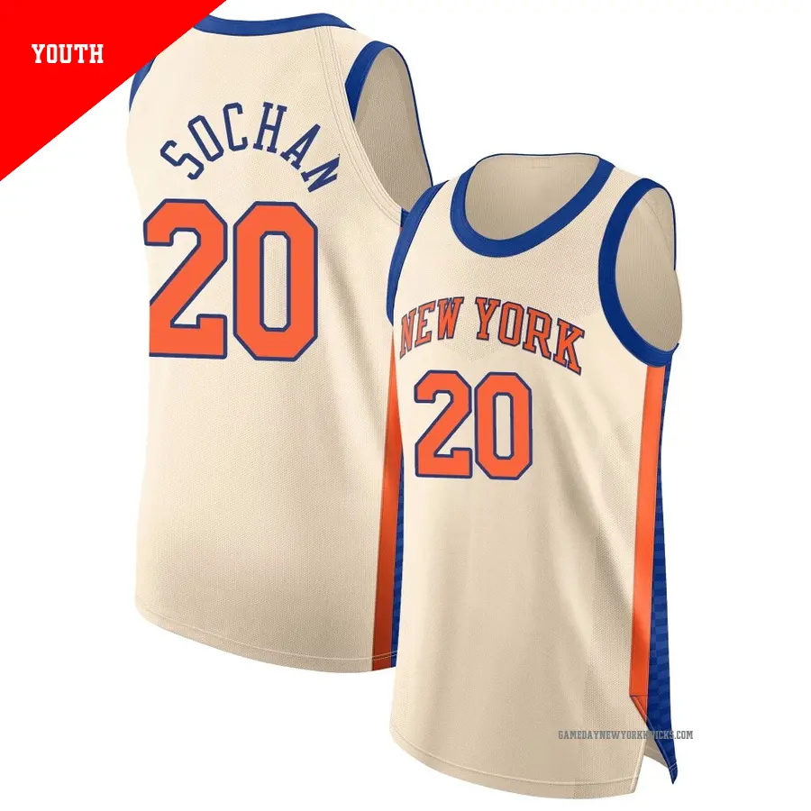 ＃20 Youth Jeremy Sochan New York Knicks 2025/26 Authentic Cream City Edition Jersey
