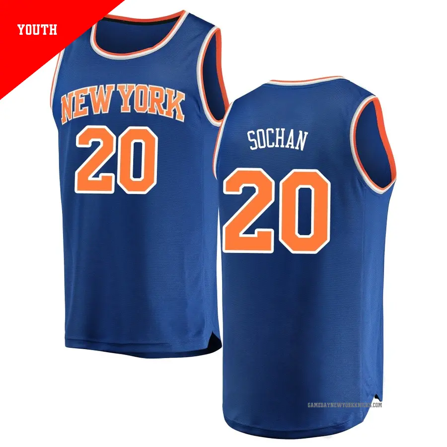 ＃20 Youth Jeremy Sochan New York Knicks Blue Fast Break Jersey Icon Edition
