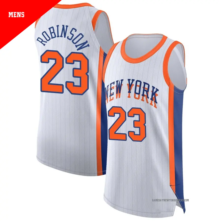 ＃23 Men's Mitchell Robinson New York Knicks 2024/25 Authentic White City Edition Jersey