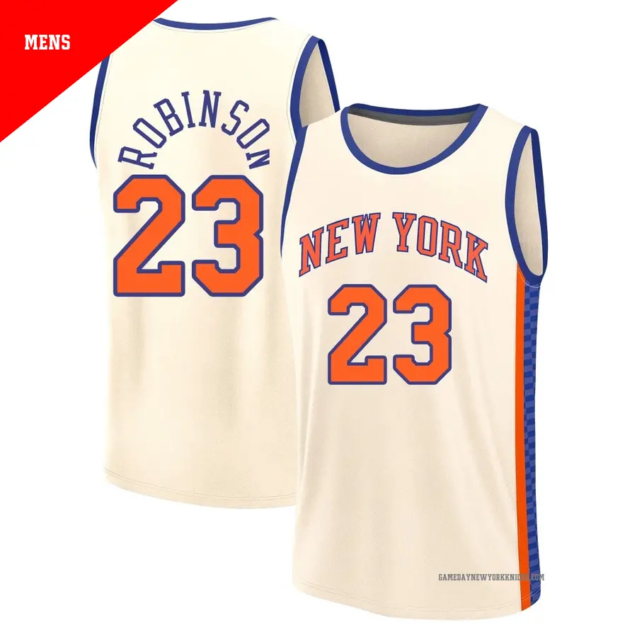 ＃23 Men's Mitchell Robinson New York Knicks 2025/26 Fast Break Cream City Edition Jersey