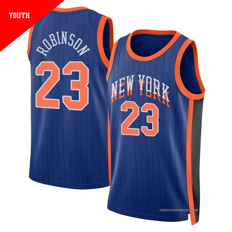 ＃23 Youth Mitchell Robinson New York Knicks 2023/24 Swingman Blue City Edition Jersey