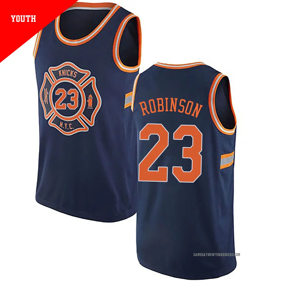 ＃23 Youth Mitchell Robinson New York Knicks Navy Blue Authentic JerseyCity Edition