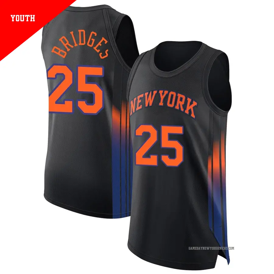 ＃25 Youth Mikal Bridges New York Knicks 2024/25 Authentic Black Statement Edition Jersey