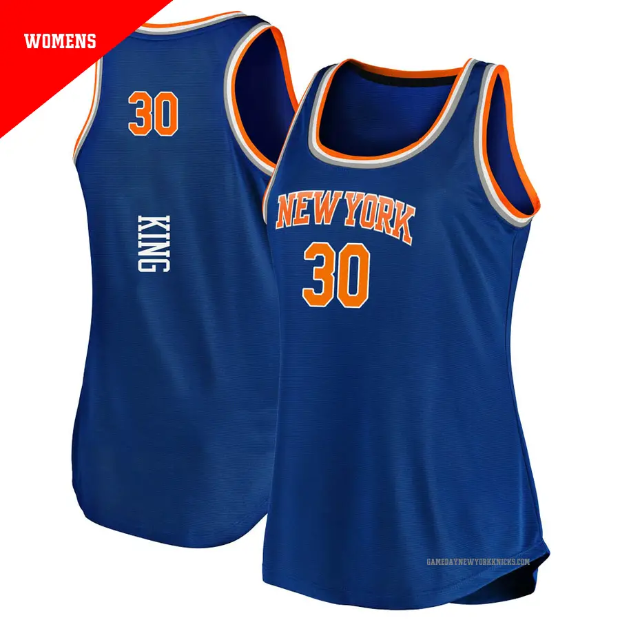 ＃30 Women's Bernard King New York Knicks 2019/20 Fast Break Blue Tank Jersey Icon Edition