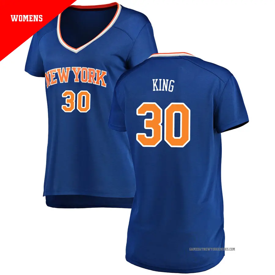 ＃30 Women's Bernard King New York Knicks Blue Fast Break Jersey Icon Edition
