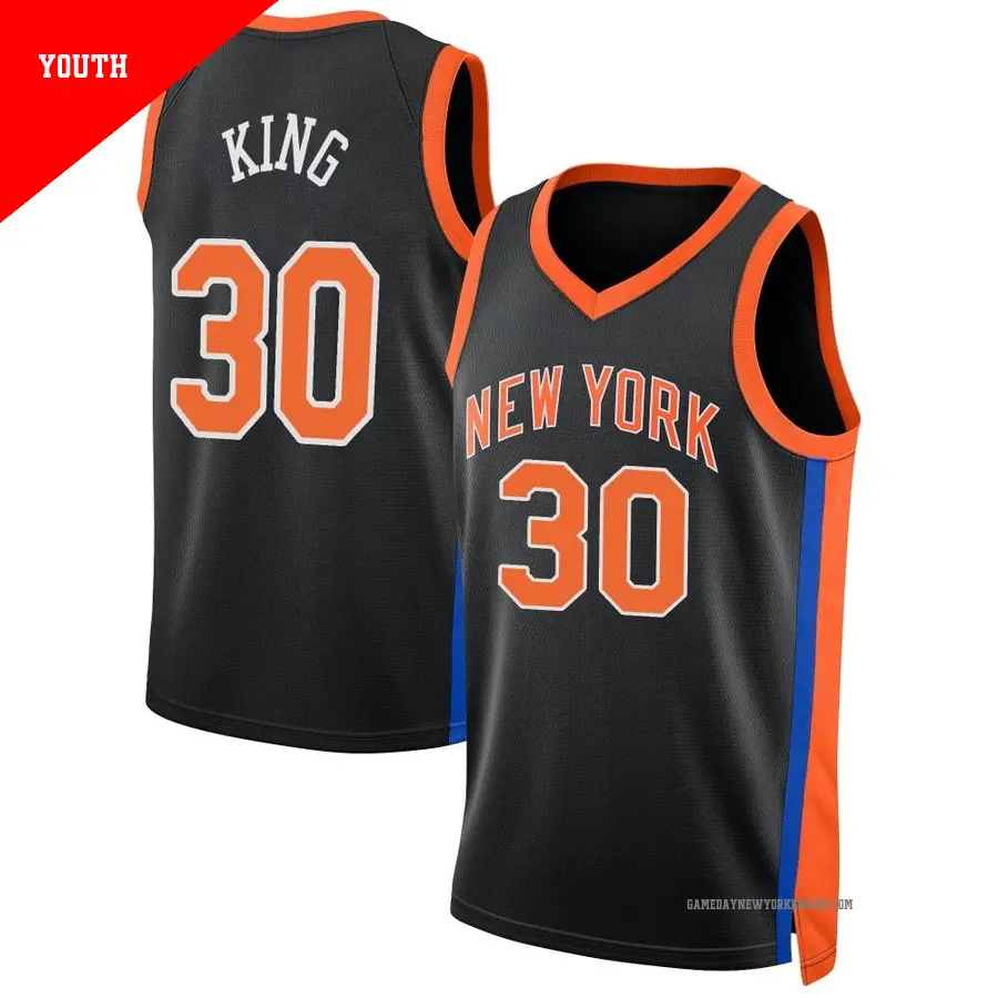 ＃30 Youth Bernard King New York Knicks 2022/23 Swingman Black City Edition Jersey