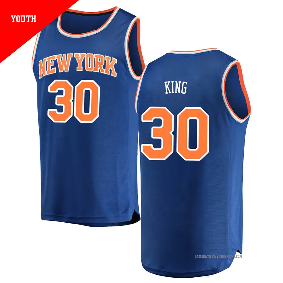 ＃30 Youth Bernard King New York Knicks Blue Fast Break Jersey Icon Edition