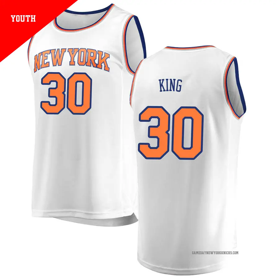 ＃30 Youth Bernard King New York Knicks White Fast Break JerseyAssociation Edition