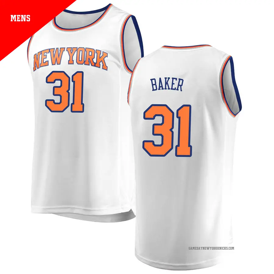＃31 Men's Ron Baker New York Knicks White Fast Break JerseyAssociation Edition
