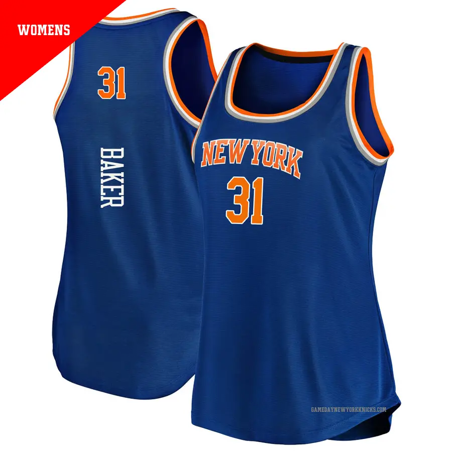 ＃31 Women's Ron Baker New York Knicks 2019/20 Fast Break Blue Tank JerseyIcon Edition