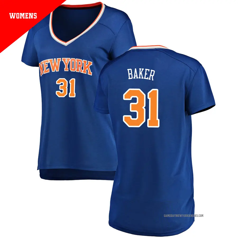 ＃31 Women's Ron Baker New York Knicks Blue Fast Break JerseyIcon Edition