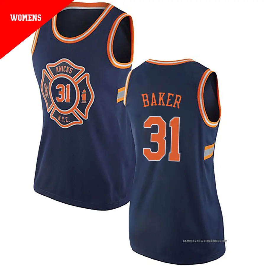 ＃31 Women's Ron Baker New York Knicks Navy Blue Authentic JerseyCity Edition