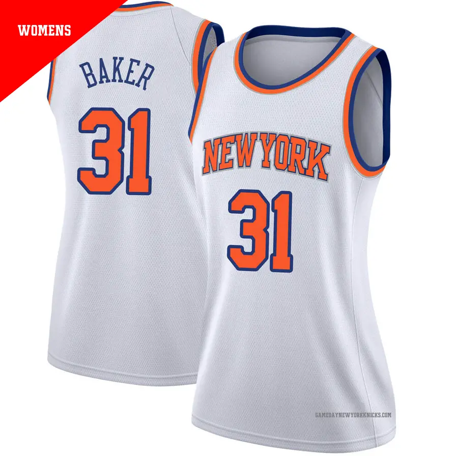 ＃31 Women's Ron Baker New York Knicks White Swingman JerseyAssociation Edition