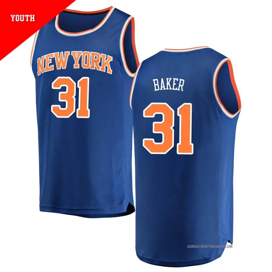 ＃31 Youth Ron Baker New York Knicks Blue Fast Break JerseyIcon Edition