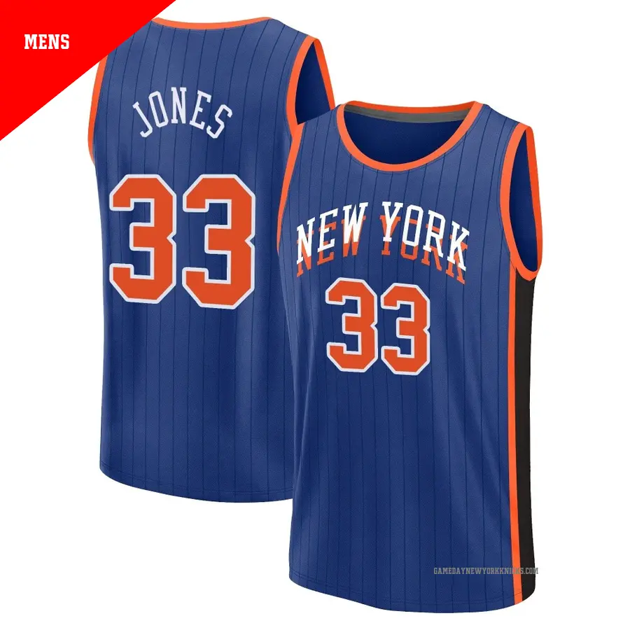 ＃33 Men's Dillon Jones New York Knicks 2023/24 Fast Break Blue City Edition Jersey