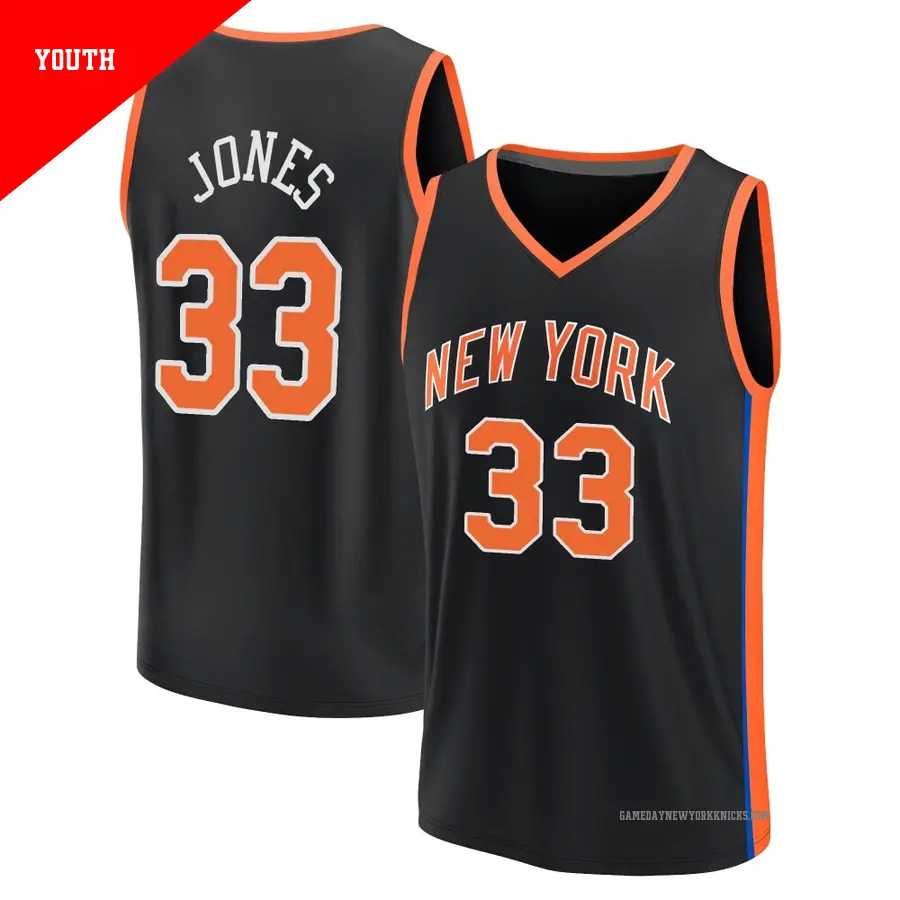 ＃33 Youth Dillon Jones New York Knicks 2022/23 Fast Break Black City Edition Jersey