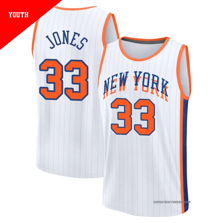 ＃33 Youth Dillon Jones New York Knicks 2024/25 Fast Break White City Edition Jersey