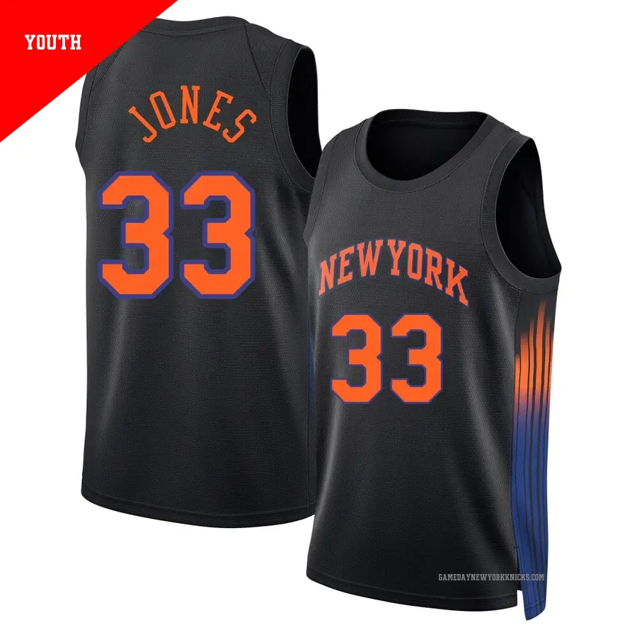 ＃33 Youth Dillon Jones New York Knicks 2024/25 Swingman Black Statement Edition Jersey