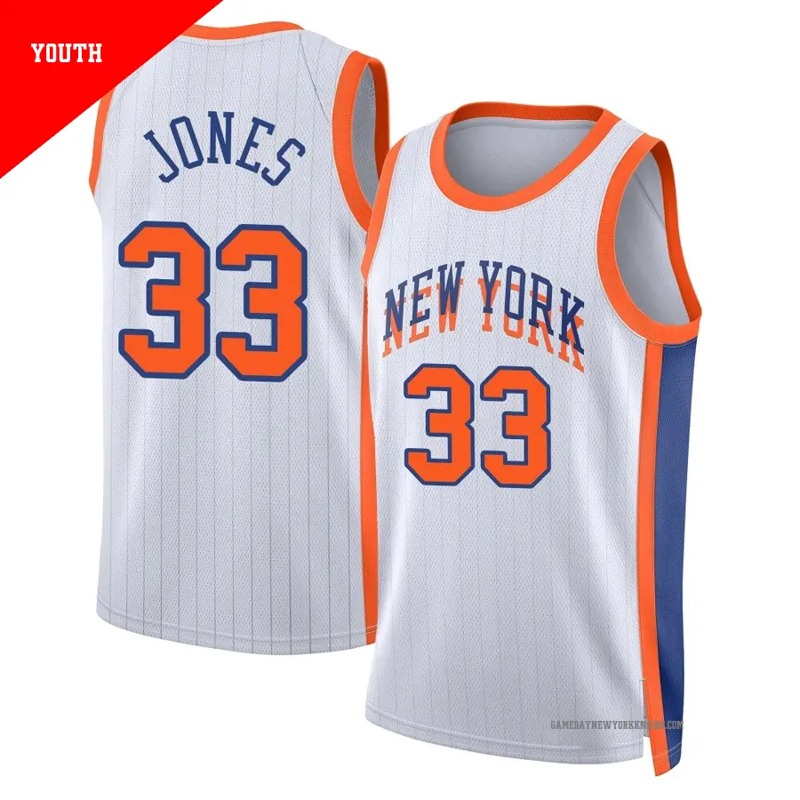＃33 Youth Dillon Jones New York Knicks 2024/25 Swingman White City Edition Jersey