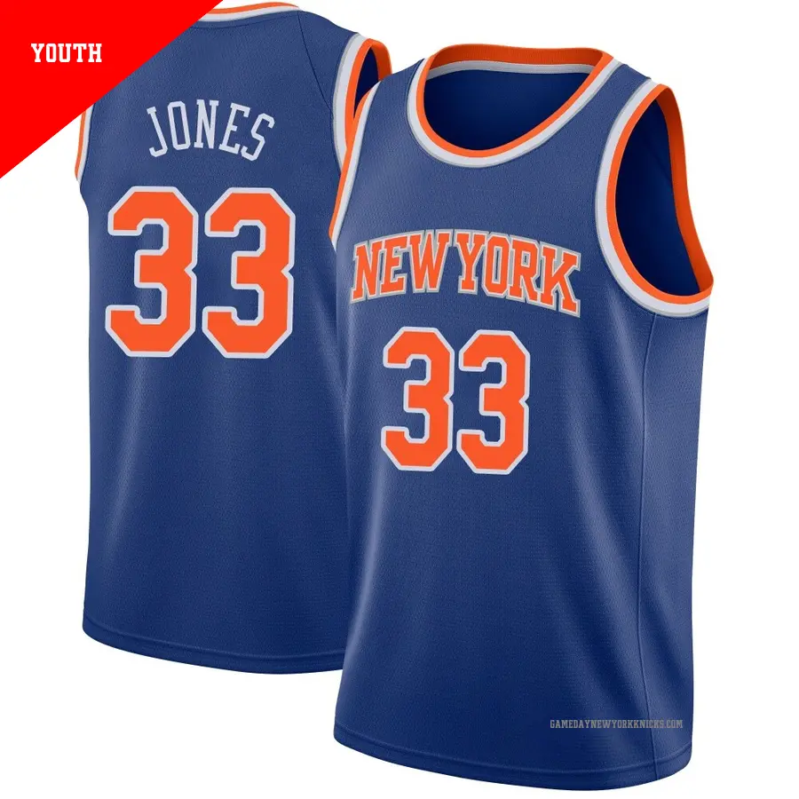 ＃33 Youth Dillon Jones New York Knicks Blue Swingman Jersey Icon Edition