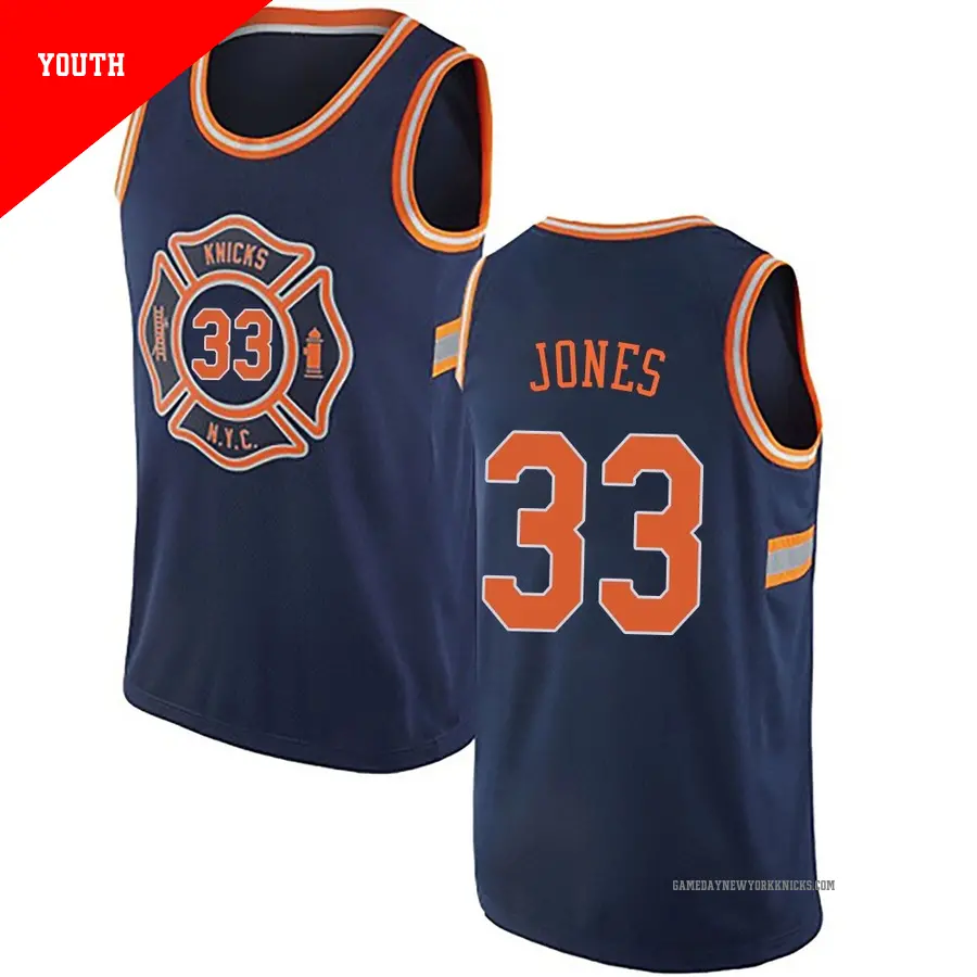 ＃33 Youth Dillon Jones New York Knicks Navy Blue Authentic JerseyCity Edition