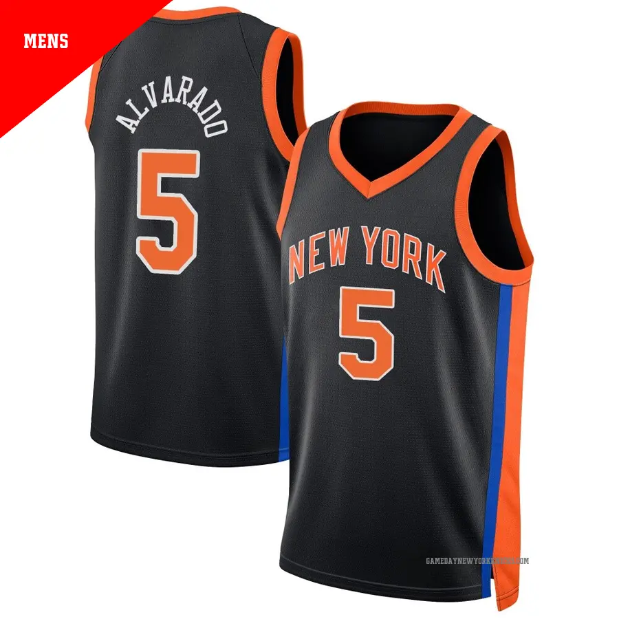 ＃5 Men's Jose Alvarado New York Knicks 2022/23 Swingman Black City Edition Jersey