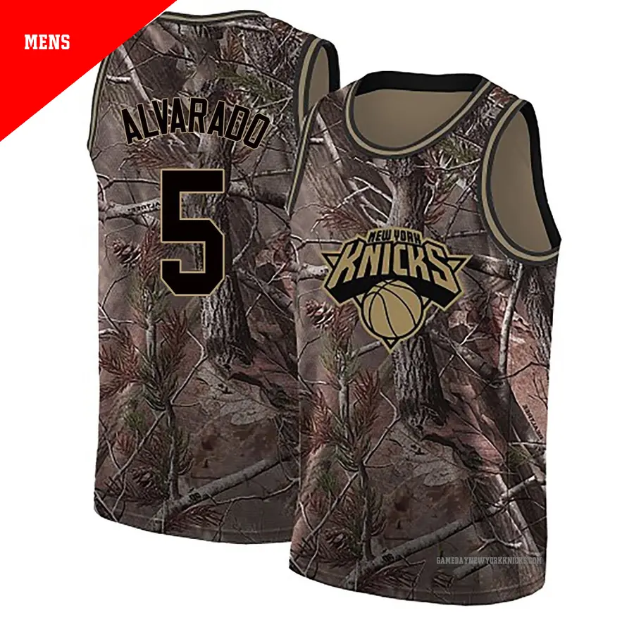 ＃5 Men's Jose Alvarado New York Knicks Camo Swingman Realtree Collection Jersey