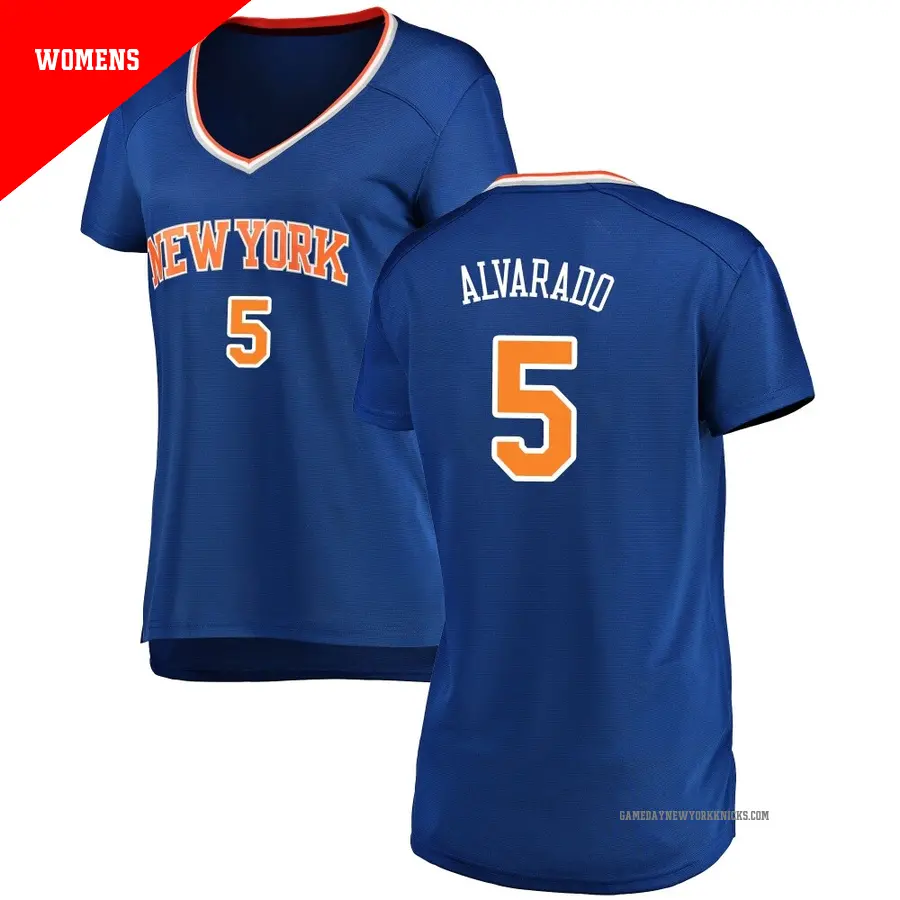 ＃5 Women's Jose Alvarado New York Knicks Blue Fast Break Jersey Icon Edition