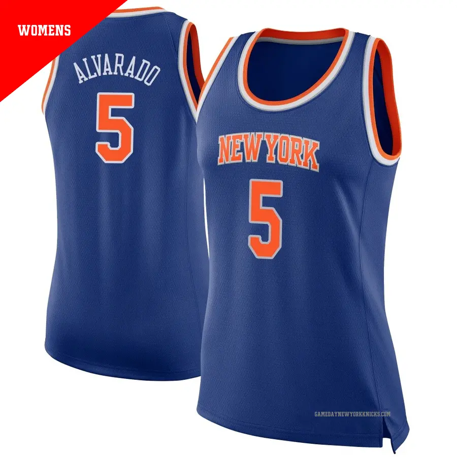 ＃5 Women's Jose Alvarado New York Knicks Blue Swingman Jersey Icon Edition