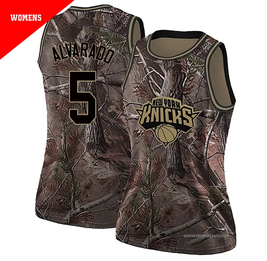 ＃5 Women's Jose Alvarado New York Knicks Camo Swingman Realtree Collection Jersey