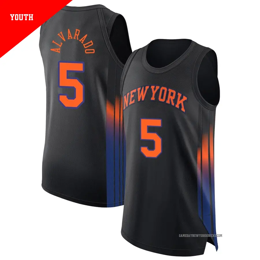 ＃5 Youth Jose Alvarado New York Knicks 2024/25 Authentic Black Statement Edition Jersey