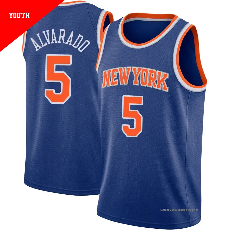 ＃5 Youth Jose Alvarado New York Knicks Blue Swingman Jersey Icon Edition