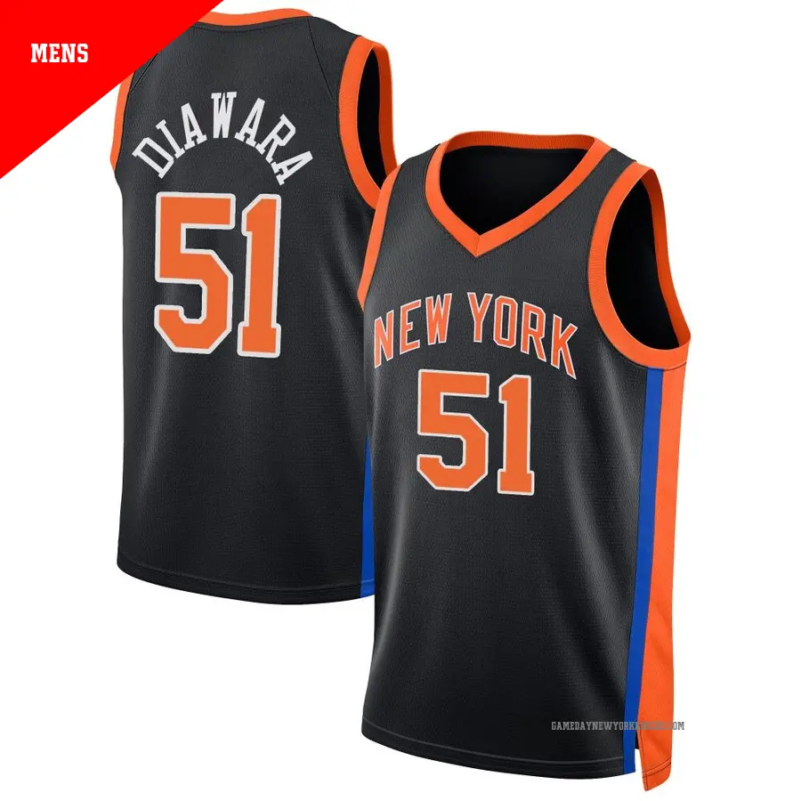 ＃51 Men's Mohamed Diawara New York Knicks 2022/23 Swingman Black City Edition Jersey