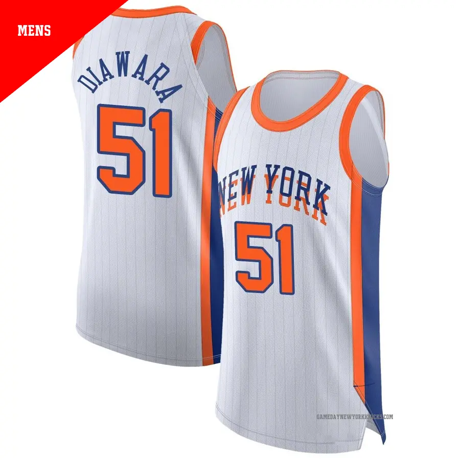 ＃51 Men's Mohamed Diawara New York Knicks 2024/25 Authentic White City Edition Jersey